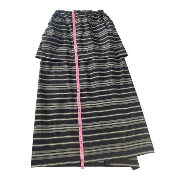 Krista Larson Silk Taffeta Striped Midi Skirt Ruffle OS Unique Art To Wear Artsy - Picture 9 of 12